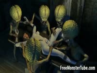 Hentai chick gets gangbanged by aliens